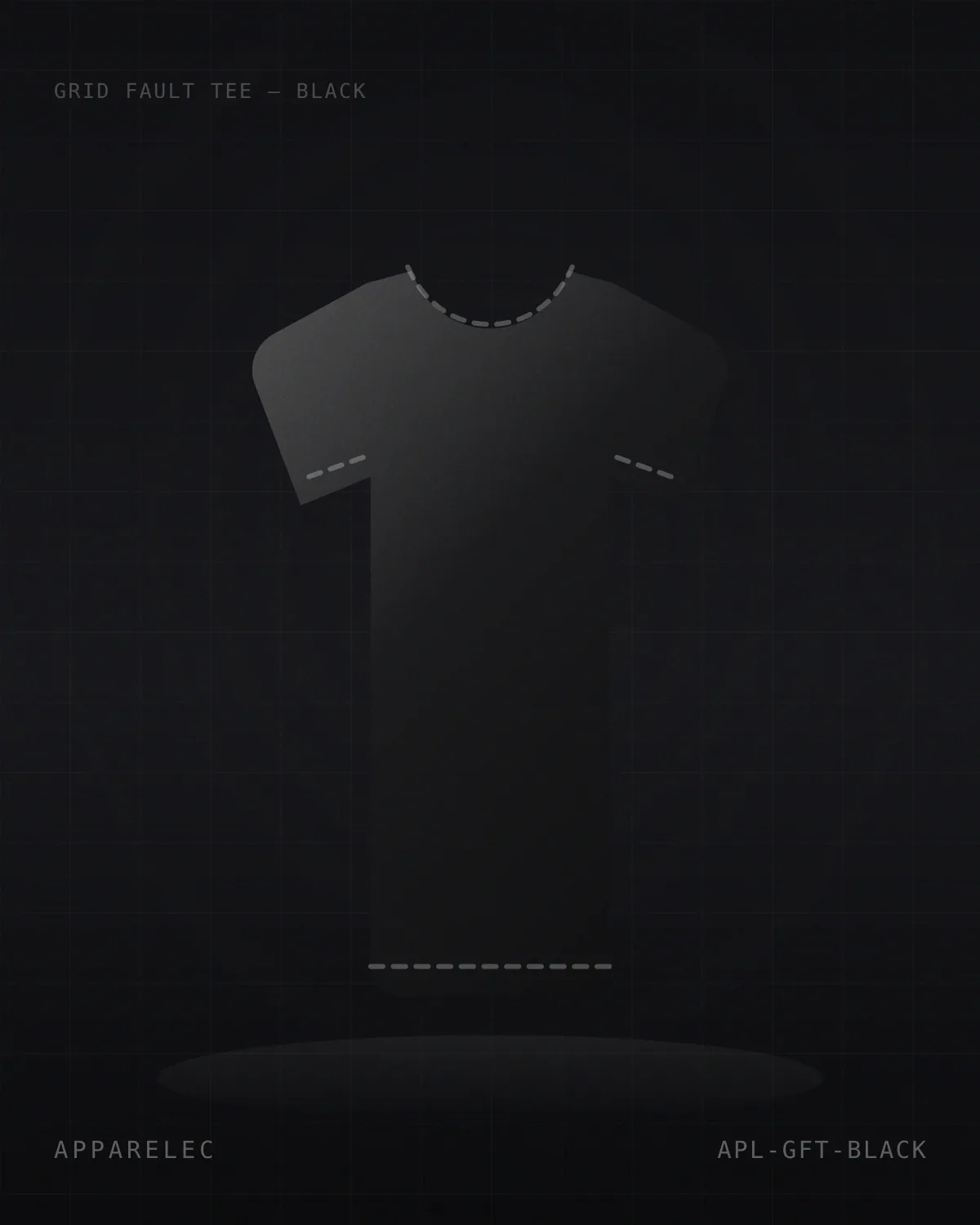 Grid Fault Tee in black, front view