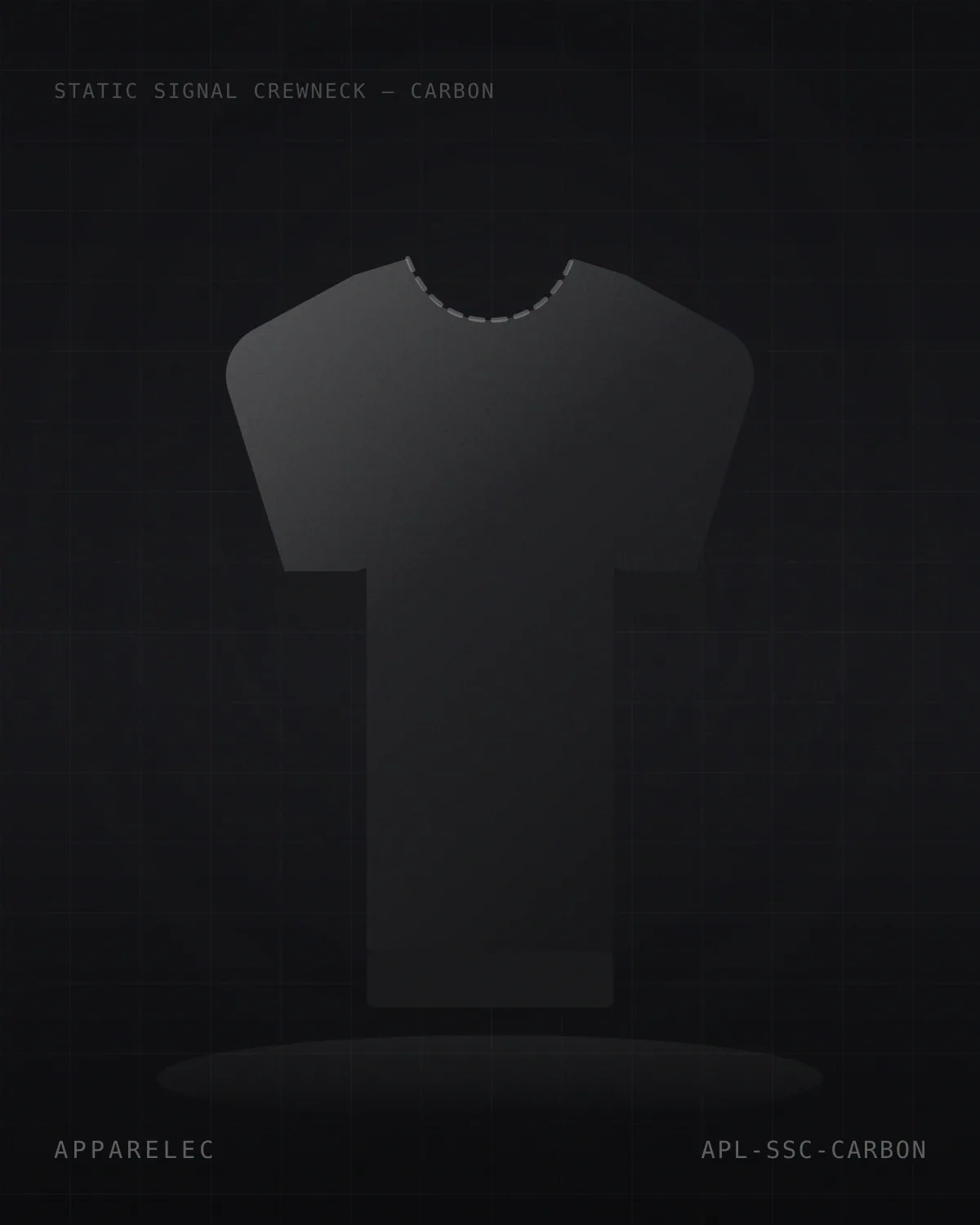 Static Signal Crewneck in carbon, front view